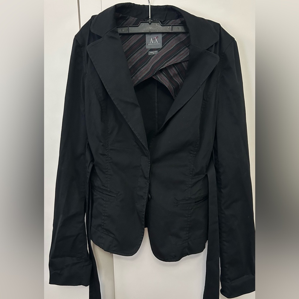 Armani Exchange Black Fitted Notch-Lapel Blazer